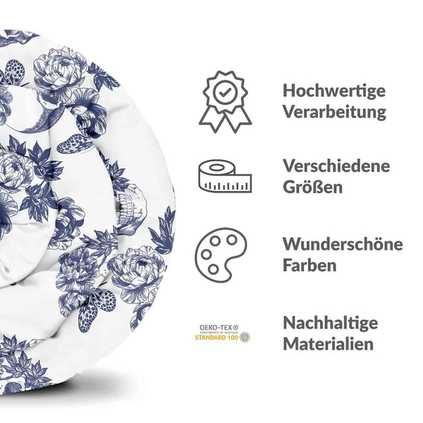 Therapiedecken Bettwäschen Set Blumen Skull