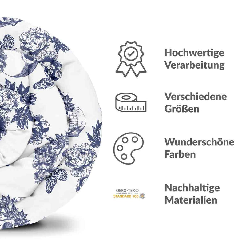 Therapiedecken Bettwäschen Set Blumen Skull