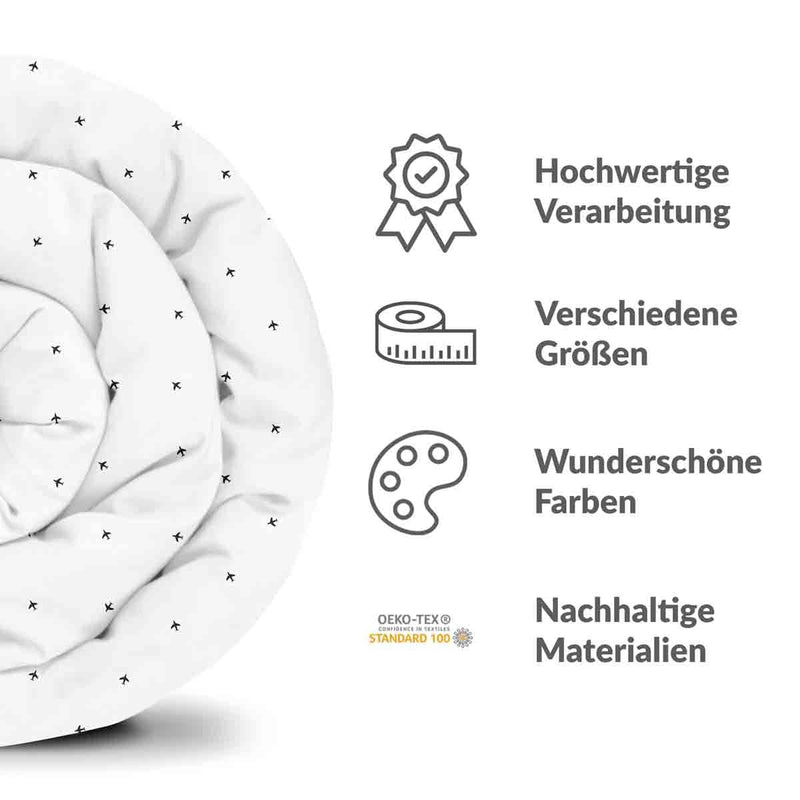 Therapiedecken Bettwäschen Set Weiß Flugzeuge