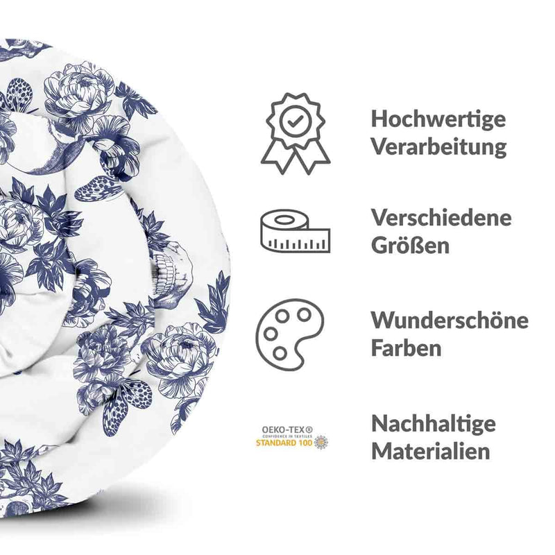 Therapiedecken Baumwollbezug Blumen Skull