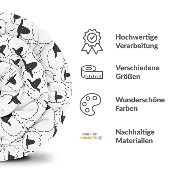 Therapiedecken Baumwollbezug Weiß mit Schafen