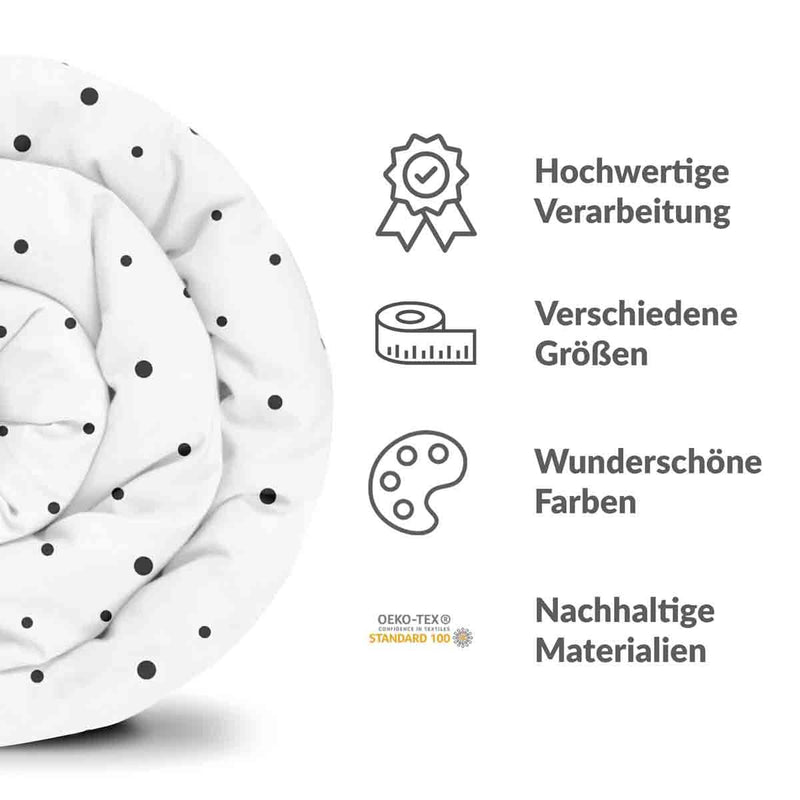 Therapiedecken Baumwollbezug Weiß mit schwarzen Punkten