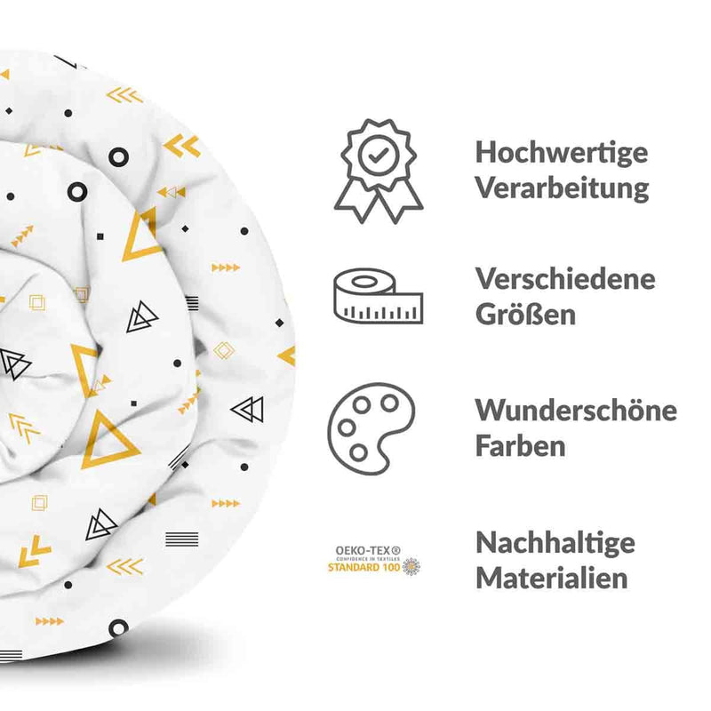 Therapiedecken Bettwäschen Set Weiß mit gelben Dreiecken