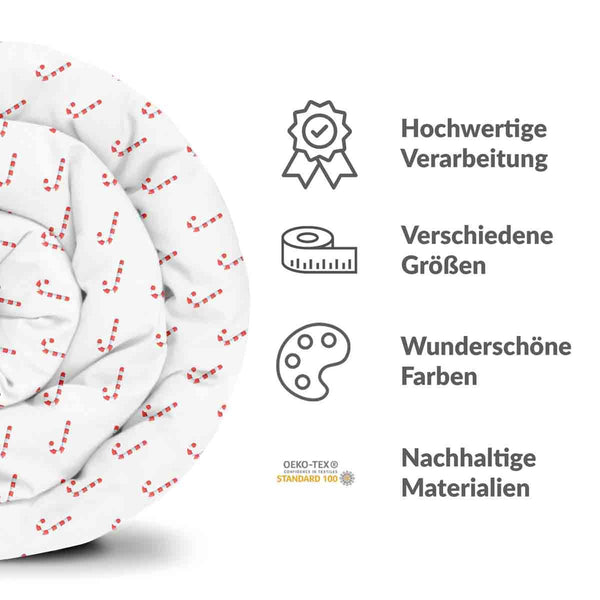 Therapiedecken Baumwollbezug Weiß mit Zuckerstangen