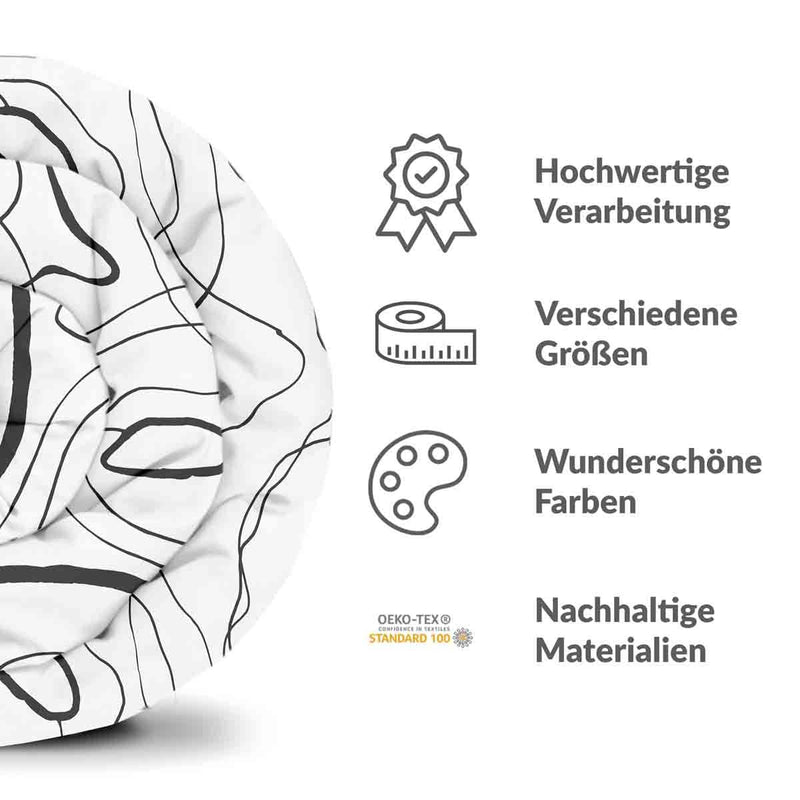 Therapiedecken Bettwäschen Set mit schwarzen Schlangenlinien