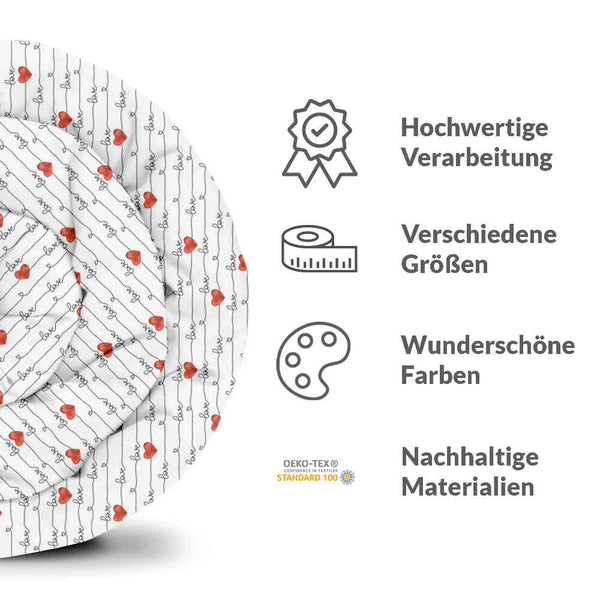 Therapiedecken Bettwäschen Set Weiß mit Love Schriftzug