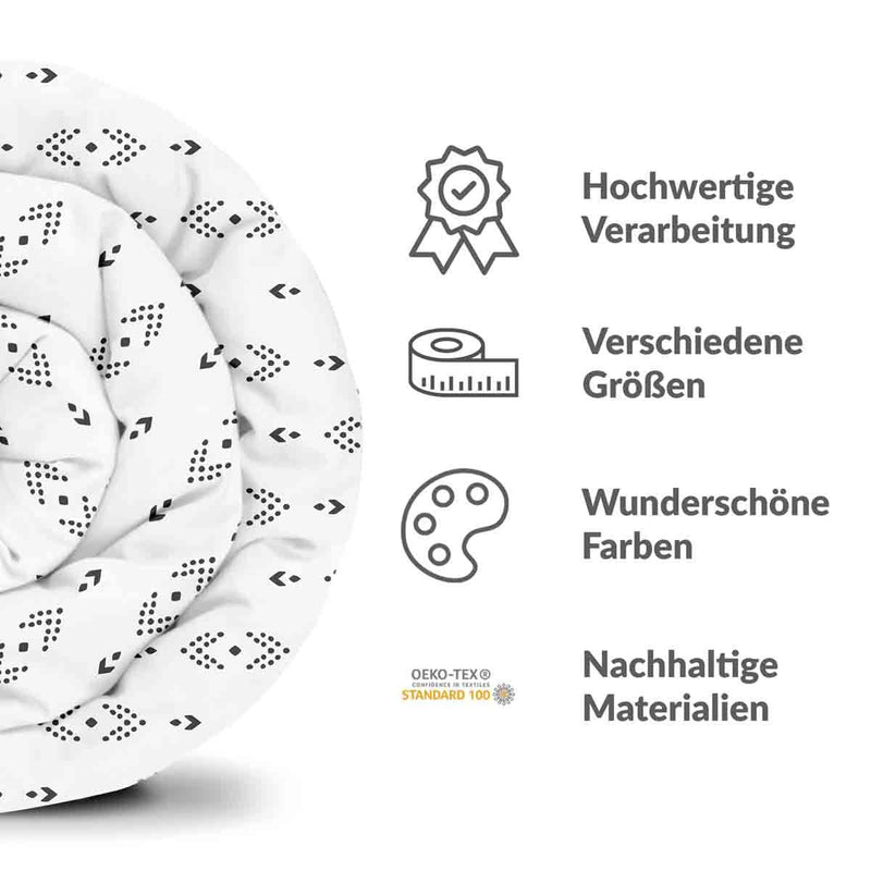 Therapiedecken Baumwollbezug Weiß mit schwarzen Pfeilen