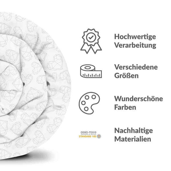 Therapiedecken Bettwäschen Set Weiß mit geometrischen Herzen