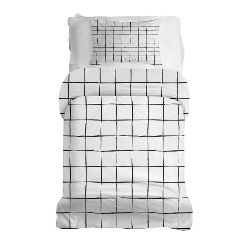 Therapiedecken Bettwäschen Set Weiß mit schwarzen Karos