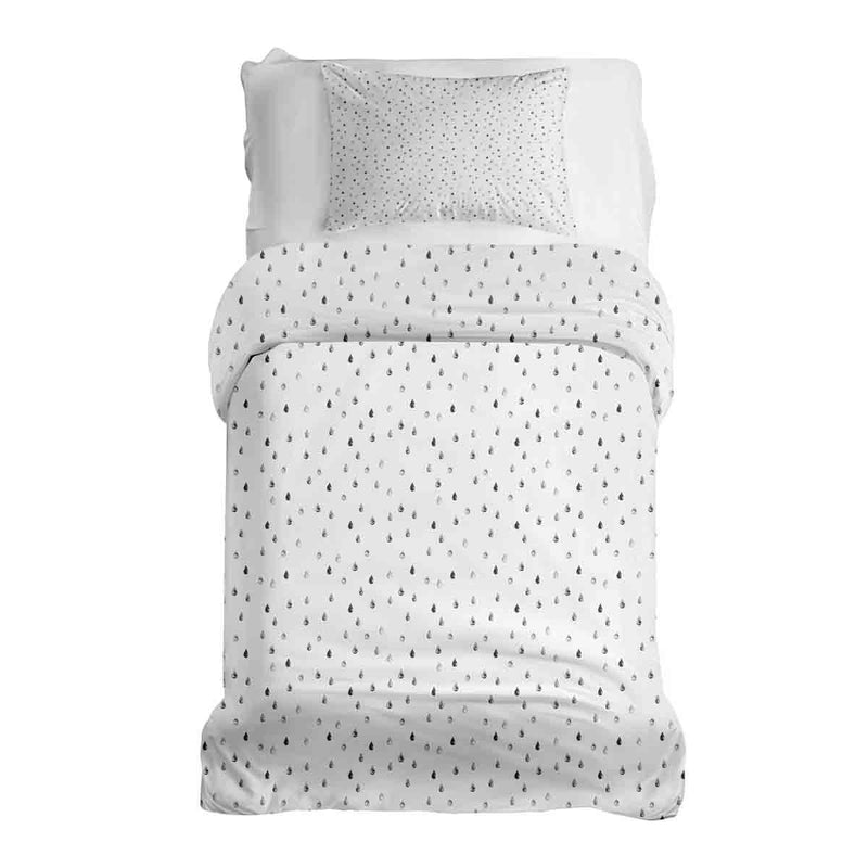 Therapiedecken Bettwäschen Set Weiß mit grauen Tropfen