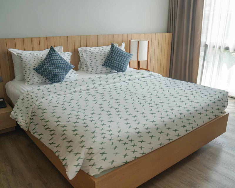 Therapiedecken Bettwäschen Set mit grünen Kreuzen
