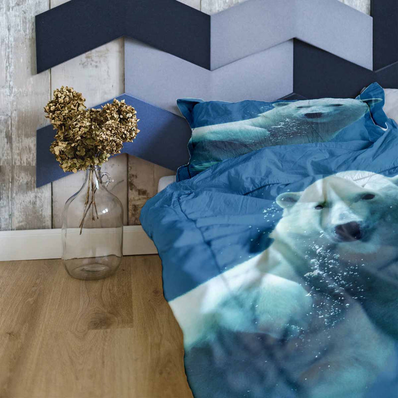 Therapiedecken Bettwäschen Set Blau mit Eisbär