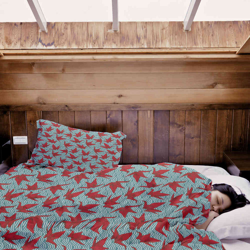 Therapiedecken Bettwäschen Set Rot Origami