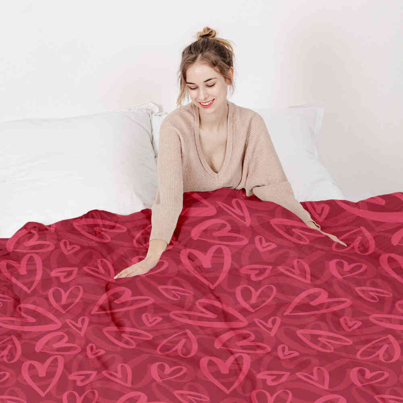 Therapiedecken Bettwäschen Set Rot mit pinkem Herzmotiv