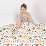 Therapiedecken Bettwäschen Set Weiß mit Hühnern